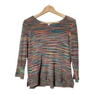 John Paul Richard Multi Color Sweater Mixed Knit Boho Indie Size Medium Rainbow